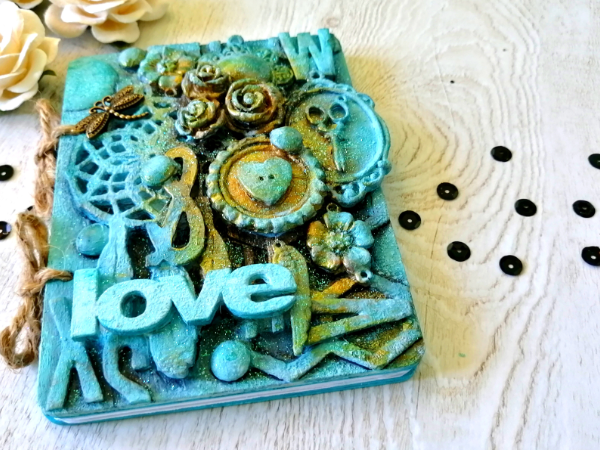 Block notes Mixed Media decorato a mano