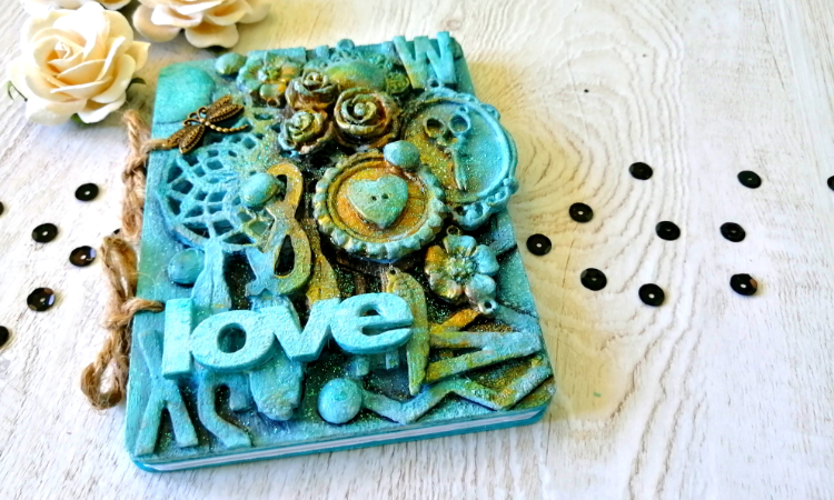 Block notes Mixed Media decorato a mano