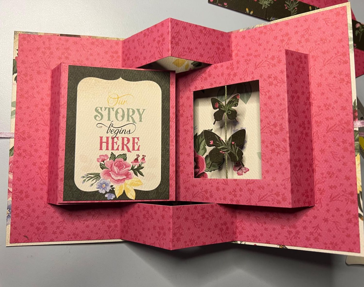Pop Up Book Card: ” Our Story Begins Here”